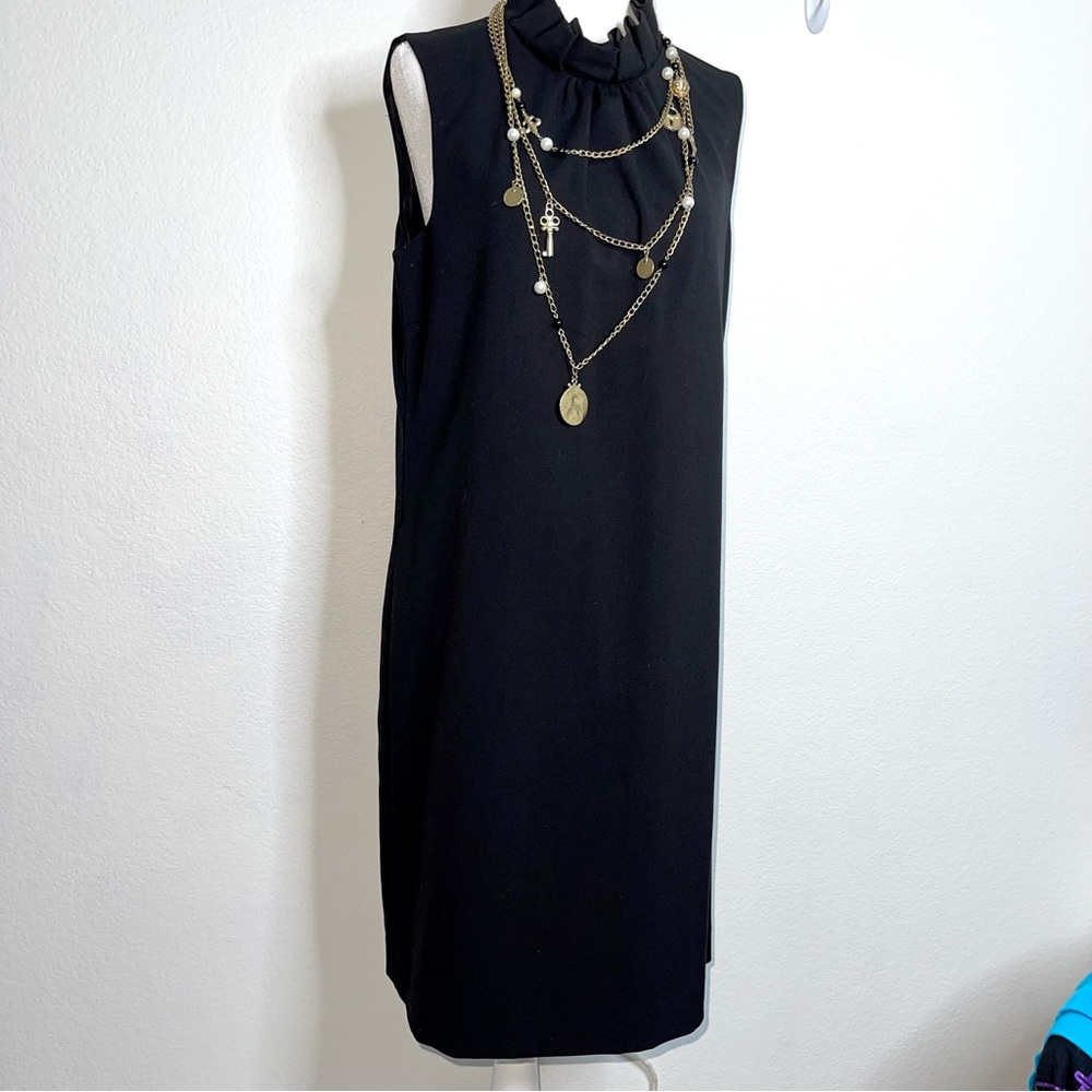 CALVIN KLEIN Black Dress sleeveless high neckline and button back